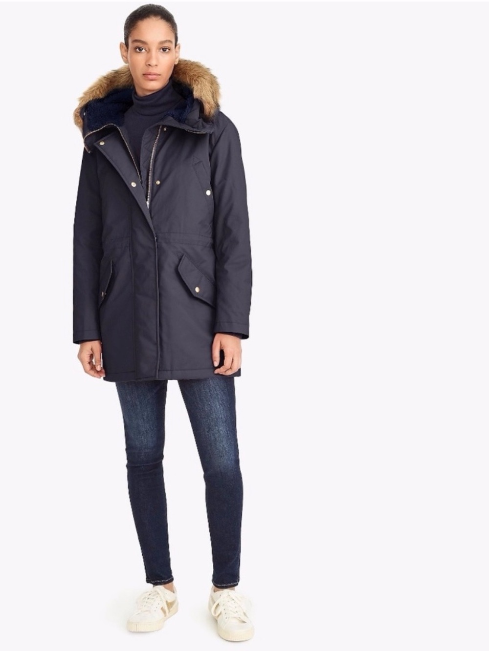 J. Crew Eco Friendly Primaloft Perfect Winter Parka in Navy Blue Size Large